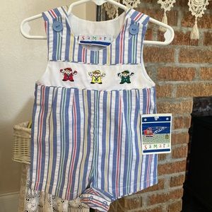 NWT VINTAGE SAMARA INFANT BOYS SHORTALL SIze 3-6 months